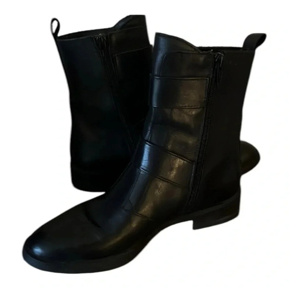 Emanuele Crasto Italian Made Leather Black Buckle Combat Moto Boots Size 8 - Picture 3 of 10